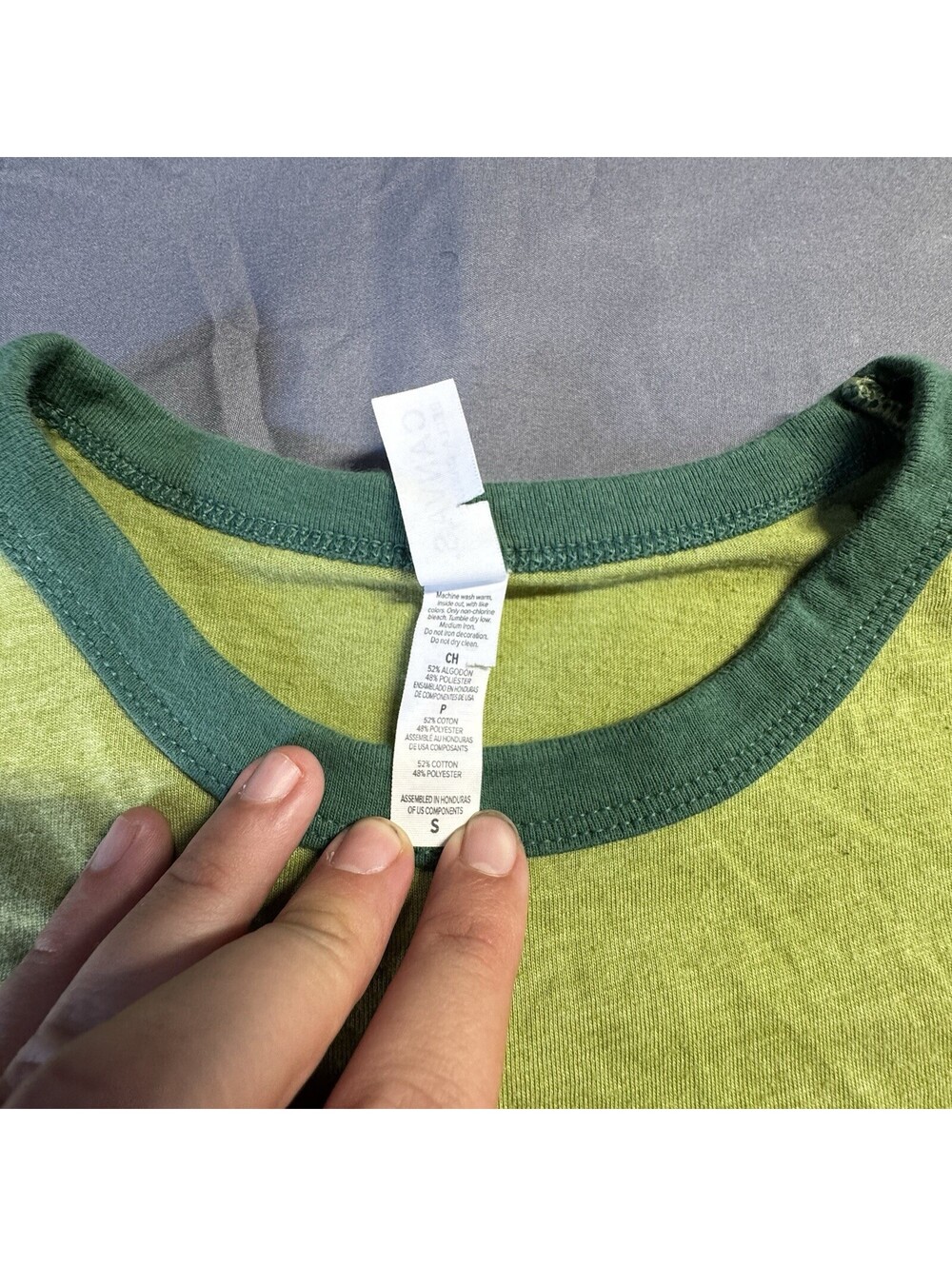 California Highway 4 Ringer T-Shirt Small Green Heathered CA Highway Shield Tee - Picture 4 of 5